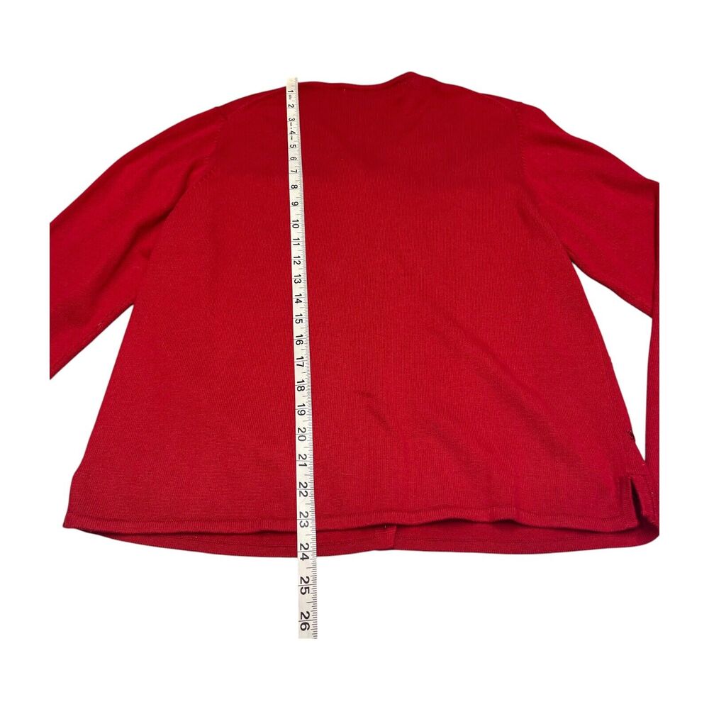Crystal Kobe Cardigan Sweater Women's Small Red Cotton Long Sleeve Button-Front - Picture 5 of 6